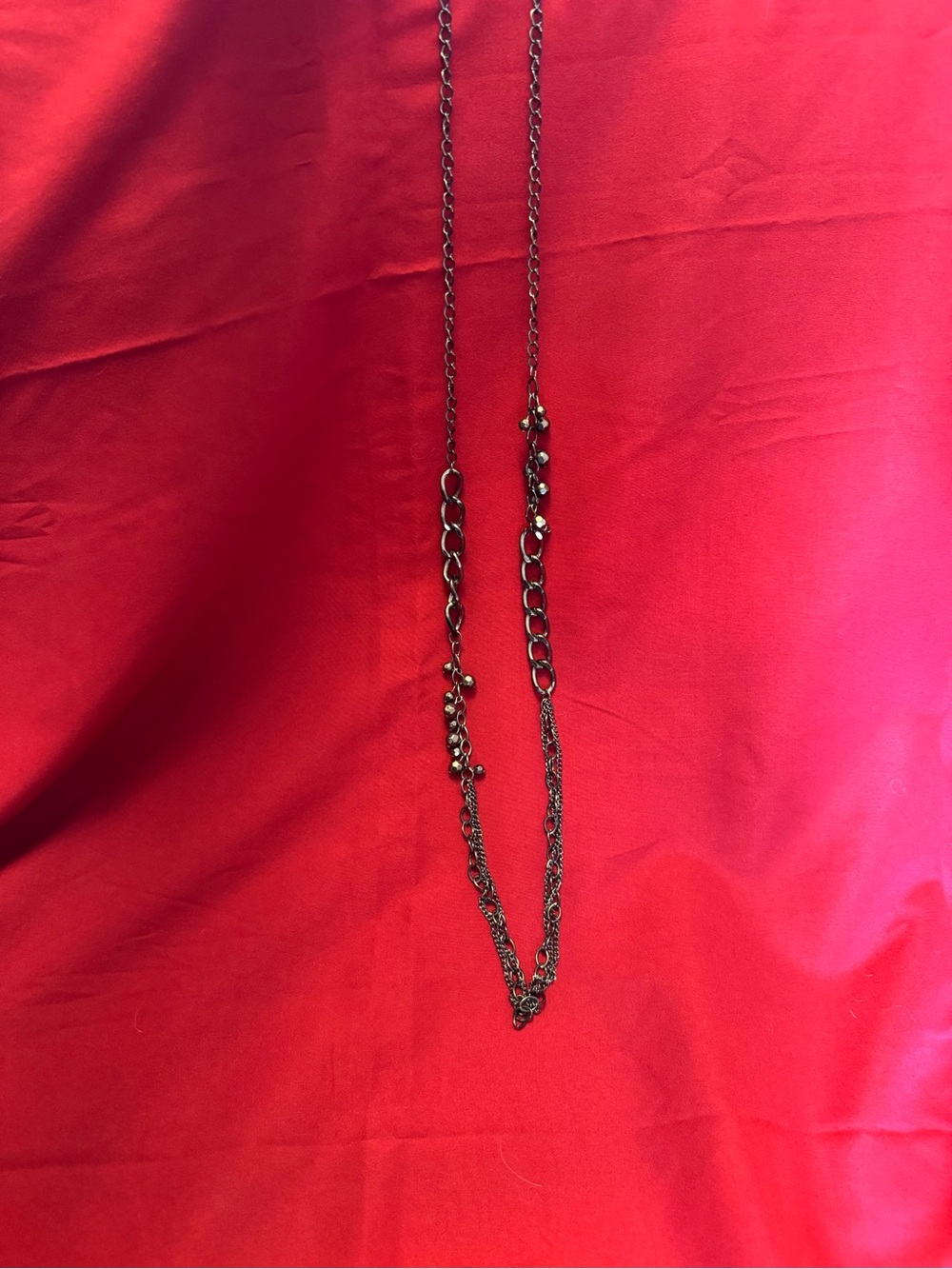 Gunmetal Mixed Chain Hematite Beaded Statement Necklace